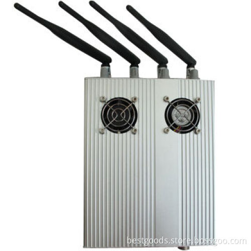 Belt-fan high-power adjustment mobile phone GPS jammer, measures 213 x 170 x 41mm